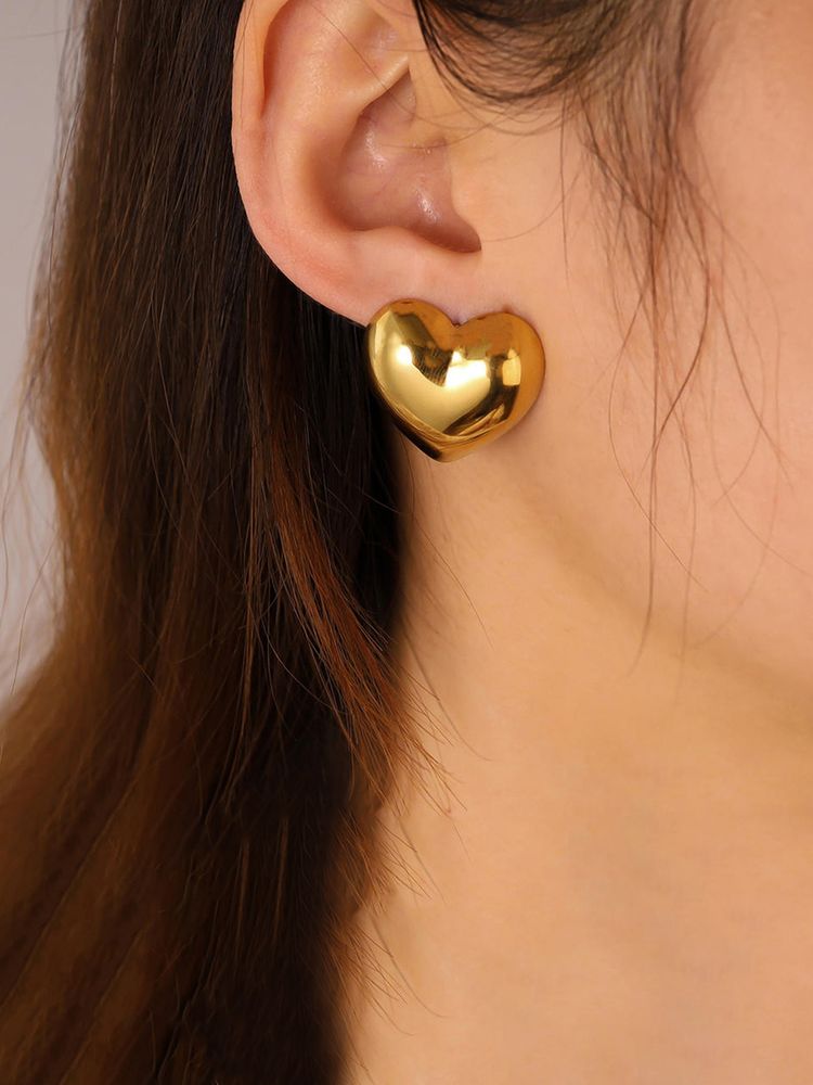 Designs & You Gold Stainless Steel Women Statement Earrings-image-29
