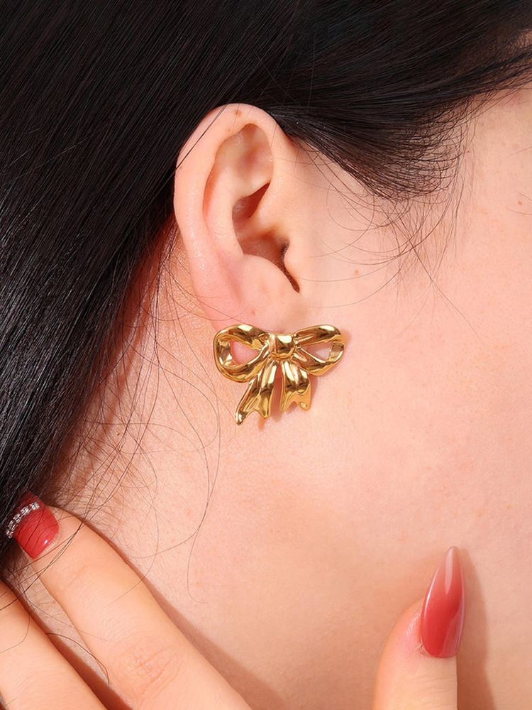 Designs & You Gold Stainless Steel Women Statement Earrings-picture-18