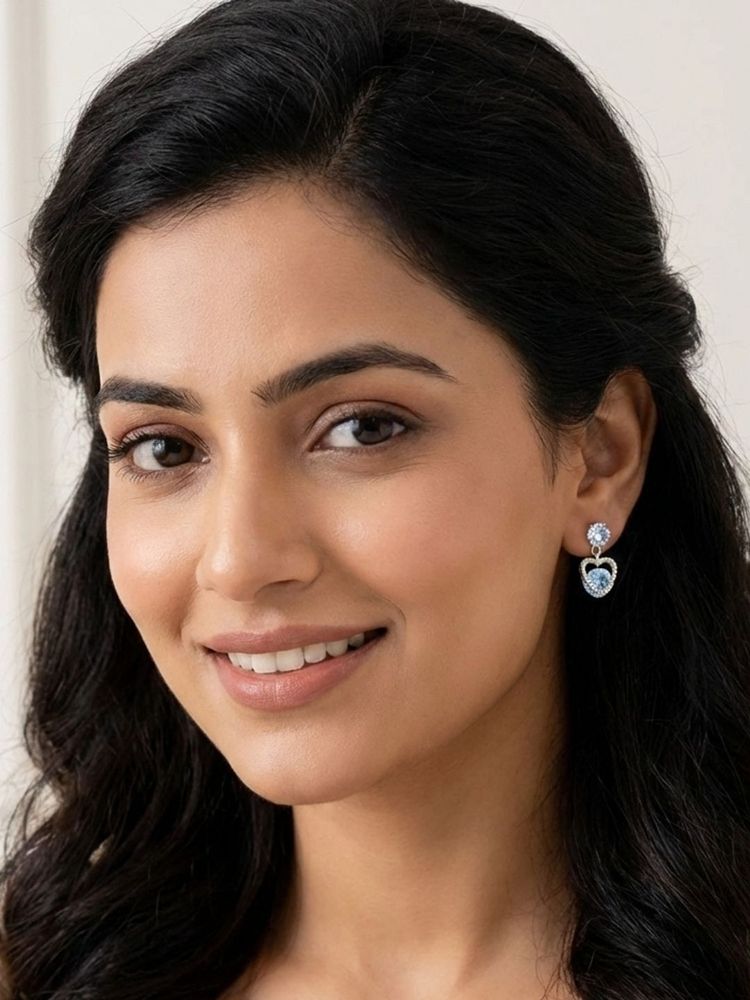 Accessher White Brass Women White Stones Earrings-image-9