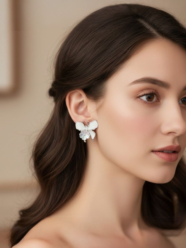 Accessher White Silver Women Statement Earrings-picture-19