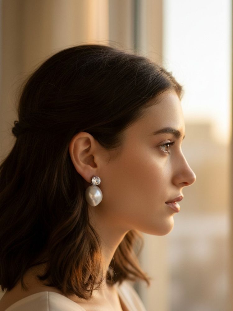 Accessher White Silver Women White Stones Earrings-image-15