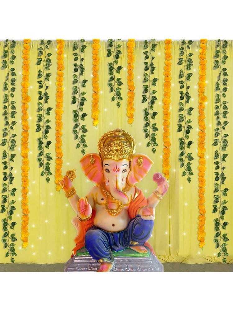 Special You Ganpati Decoration For Home Decor Items With Yellow Backdrop - 13Pcs-picture-11