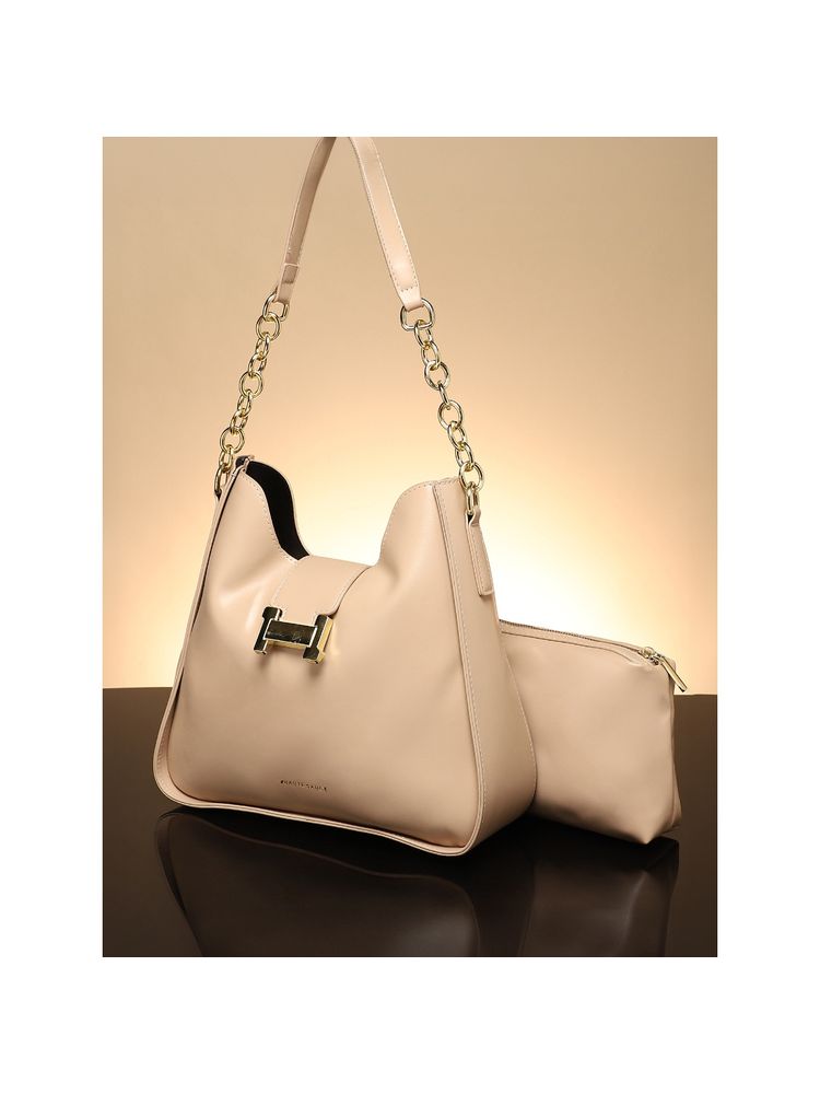Haute Sauce Beige The Monogram Hand Bag with Pouch (Set of 2)-picture-22
