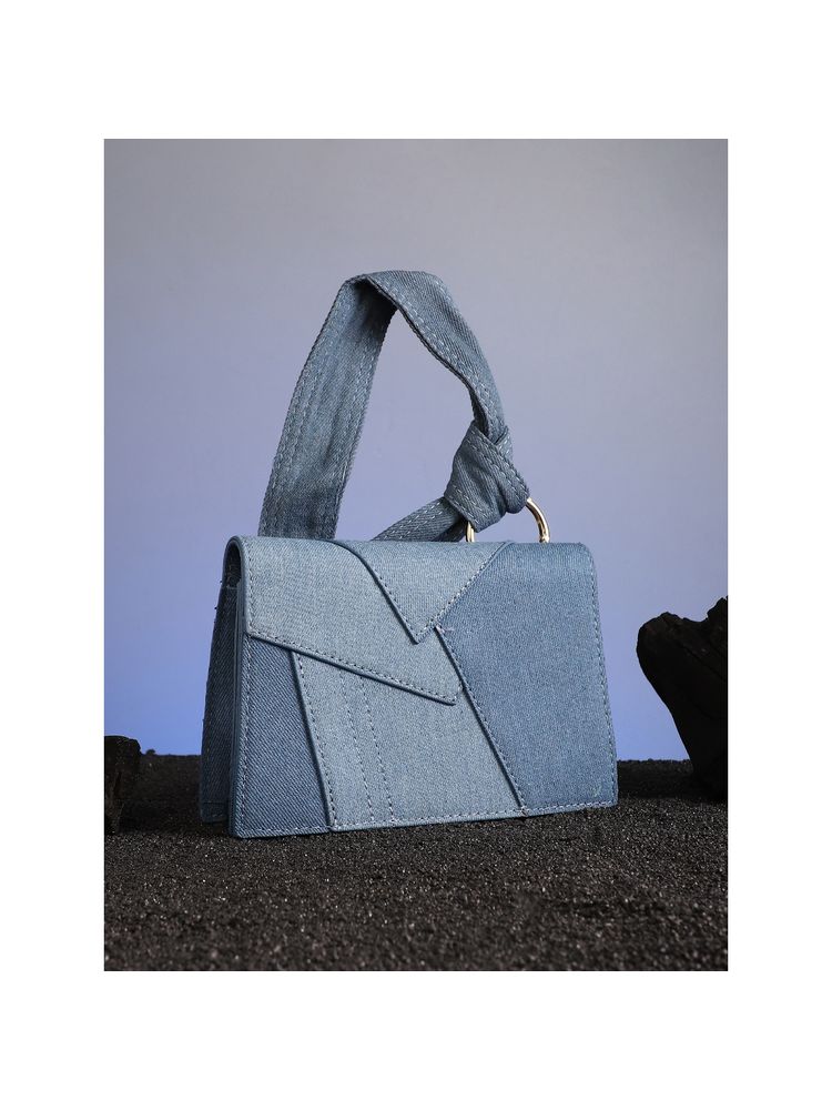 Haute Sauce Blue The Denim Sash Hand Bag with Detachable Strap-image-2