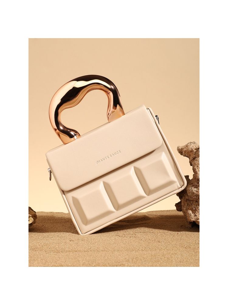 Haute Sauce Beige The Caldera Quilt Hand Bag with Detachable Strap-picture-26