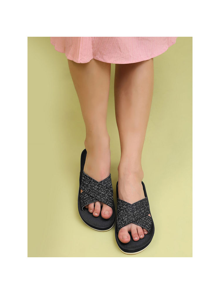 Yoho Women Starry Flipflop Cushioned Flipflop, Trendy and Lightweight Black-picture-9