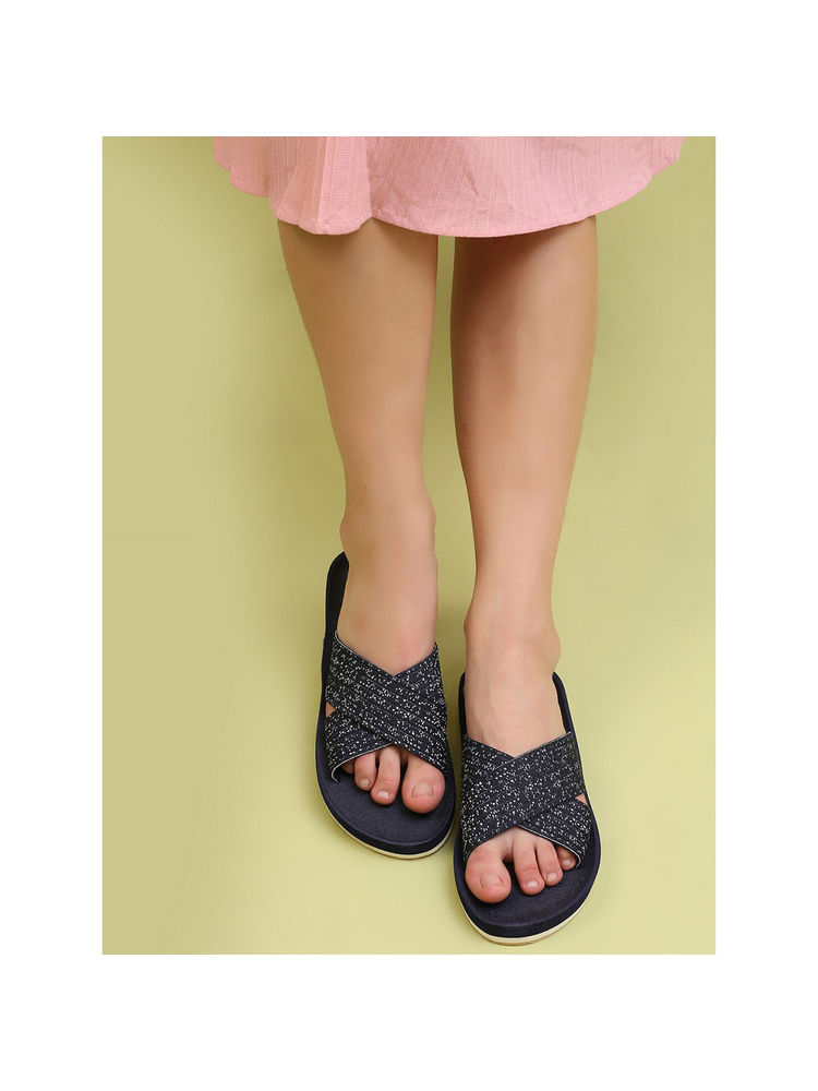 Yoho Women Starry Flipflop Cushioned Flipflop, Trendy and Lightweight Navy Blue-image-14