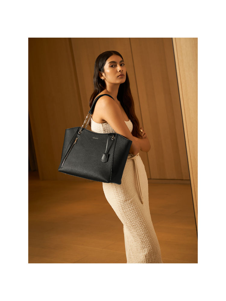 MIRAGGIO Dakota Black Shoulder Tote Bag