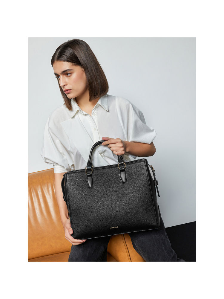 MIRAGGIO Melissa Stylish Structured Tote Bag with Detachable Crossbody Strap- Black-picture-24