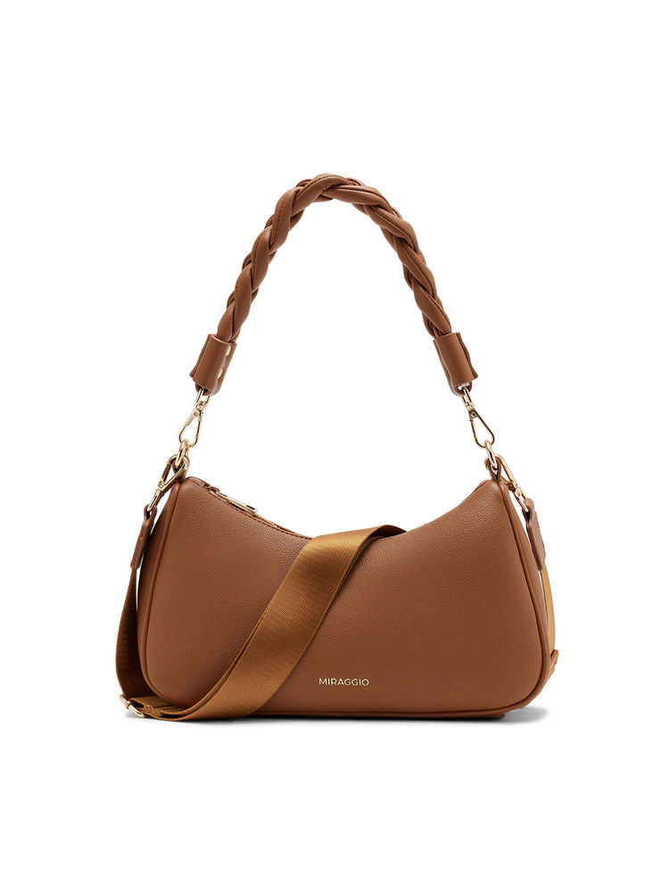 MIRAGGIO Gisele Brown Shoulder Bag With Detachable Sling Strap