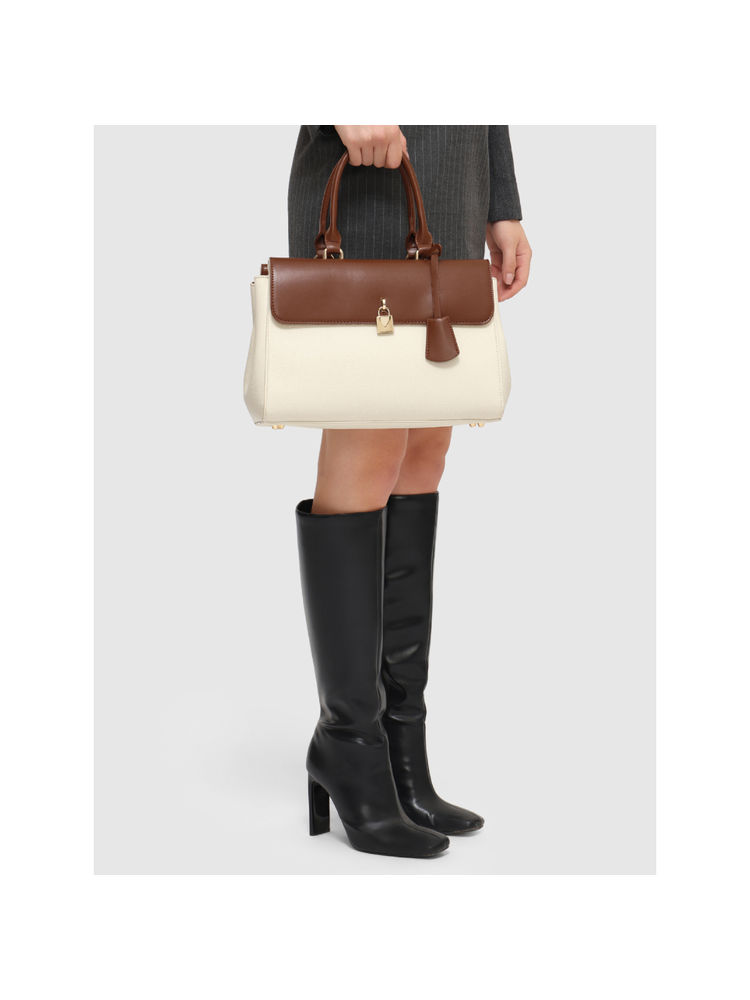 MIRAGGIO Sierra Beige Top Handle Handbag With Adjustable And Detachable Strap-picture-27
