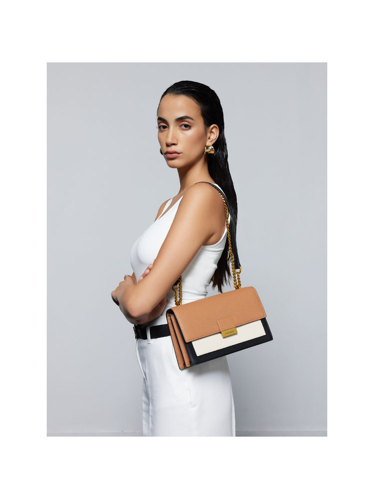 MIRAGGIO Emma Beige Shoulder Bag With Adjustable Sling Strap-picture-17