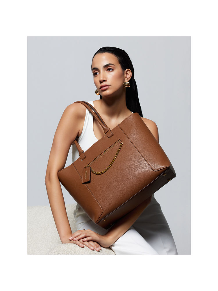 MIRAGGIO Kris Brown Office Shoulder Tote Bag Fits Upto 14 Inches Laptop