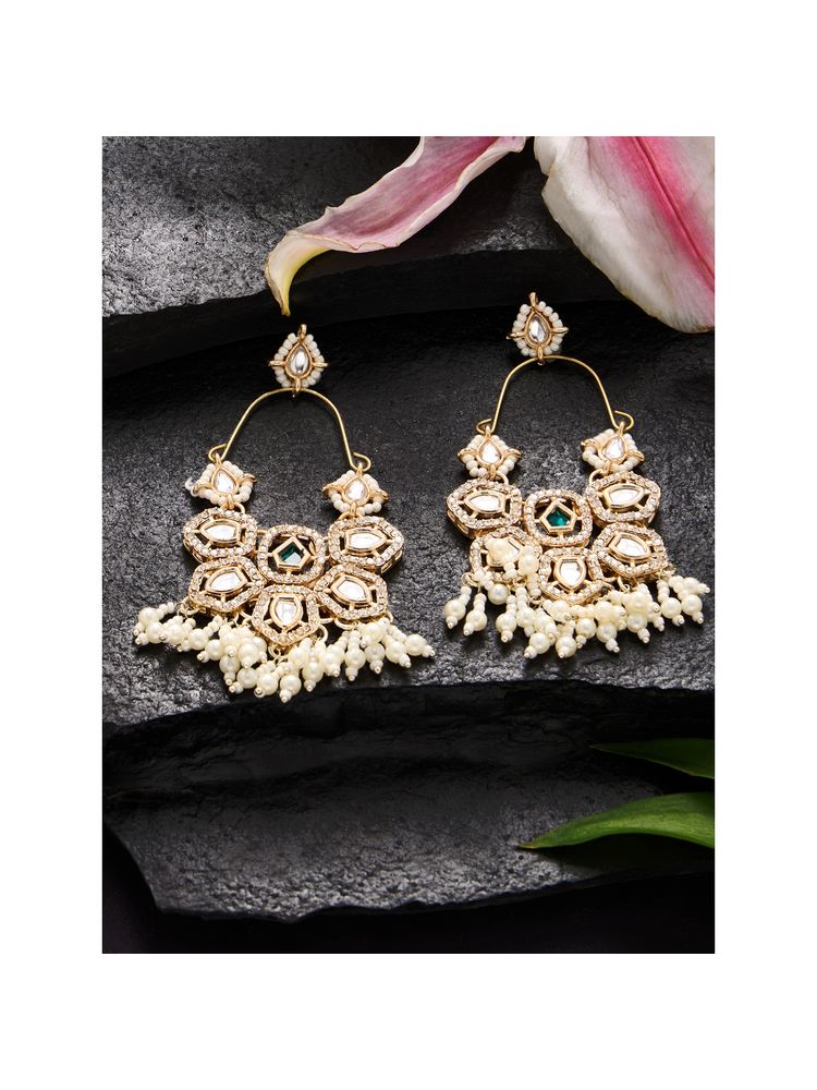 Zaveri Pearls Green Stones Dazzling Austrian Diamonds Beads Danglers-picture-24