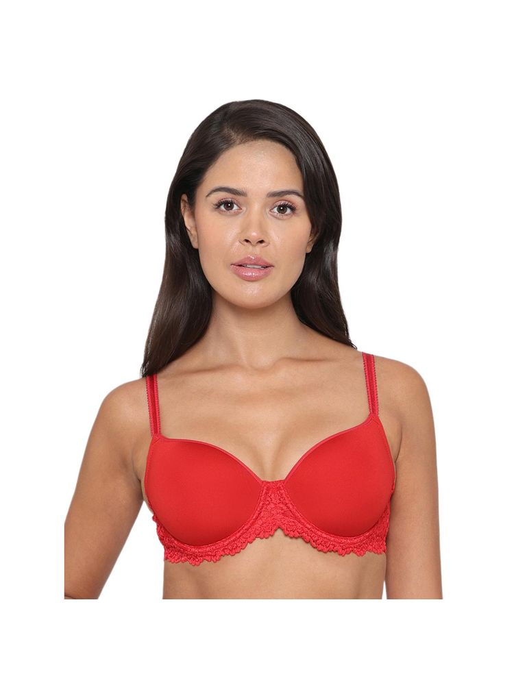 Wacoal Women’S Embrace Lace Contour Padded Wired 3/4Th Cup T-Shirt Bra - Red-picture-12