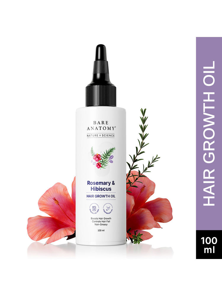 Bare Anatomy Rosemary Hibiscus Hair Growth Oil | Nourishes, Strengthens & Controls Hair Fall