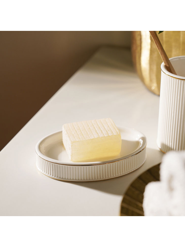 Pure Home + Living White Ribbed Porcelain Soap Dish-picture-20