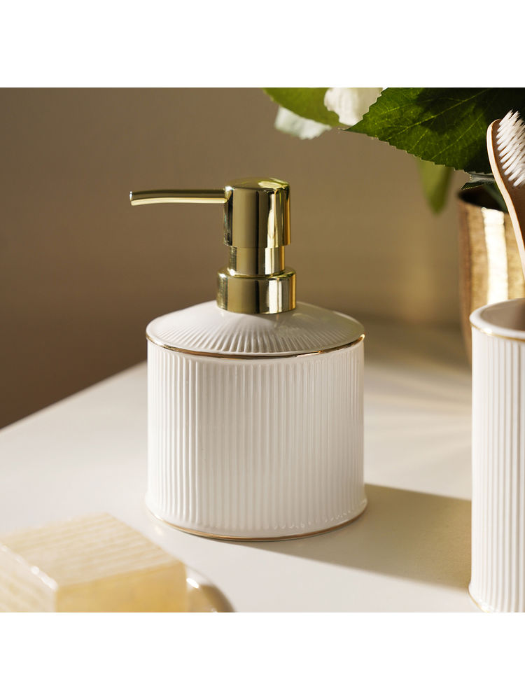 Pure Home + Living White Ribbed Porcelain Soap Dispenser-picture-28