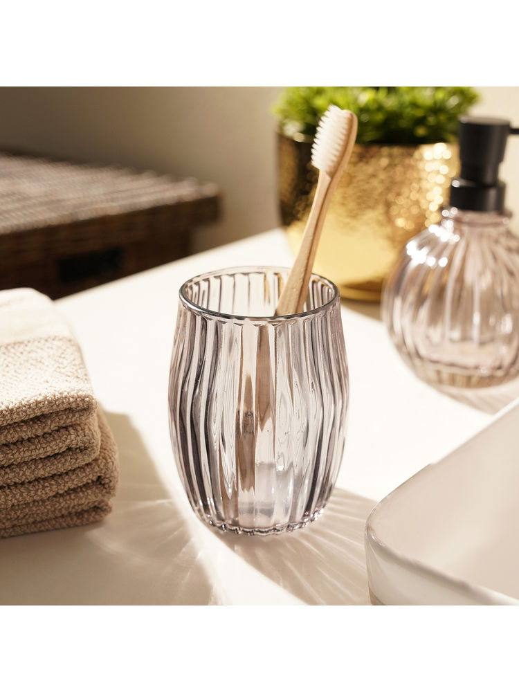 Pure Home + Living Black Ribbed Glass Toothbrush Holder-image-46