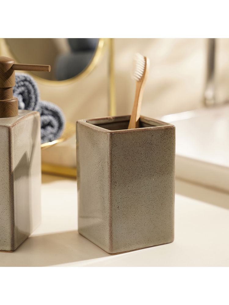 Pure Home + Living Beige Glazed Stone Toothbrush Holder-image-19