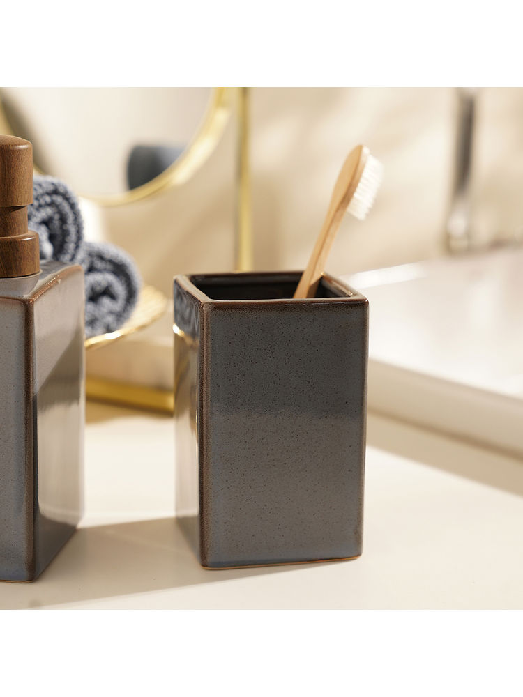 Pure Home + Living Grey Glazed Stone Toothbrush Holder-picture-23