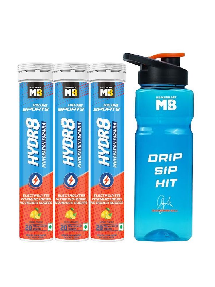 MuscleBlaze Fuel One Sports Hydr8 Tablets - Lemon - Pack Of 3 With Sipper-picture-49