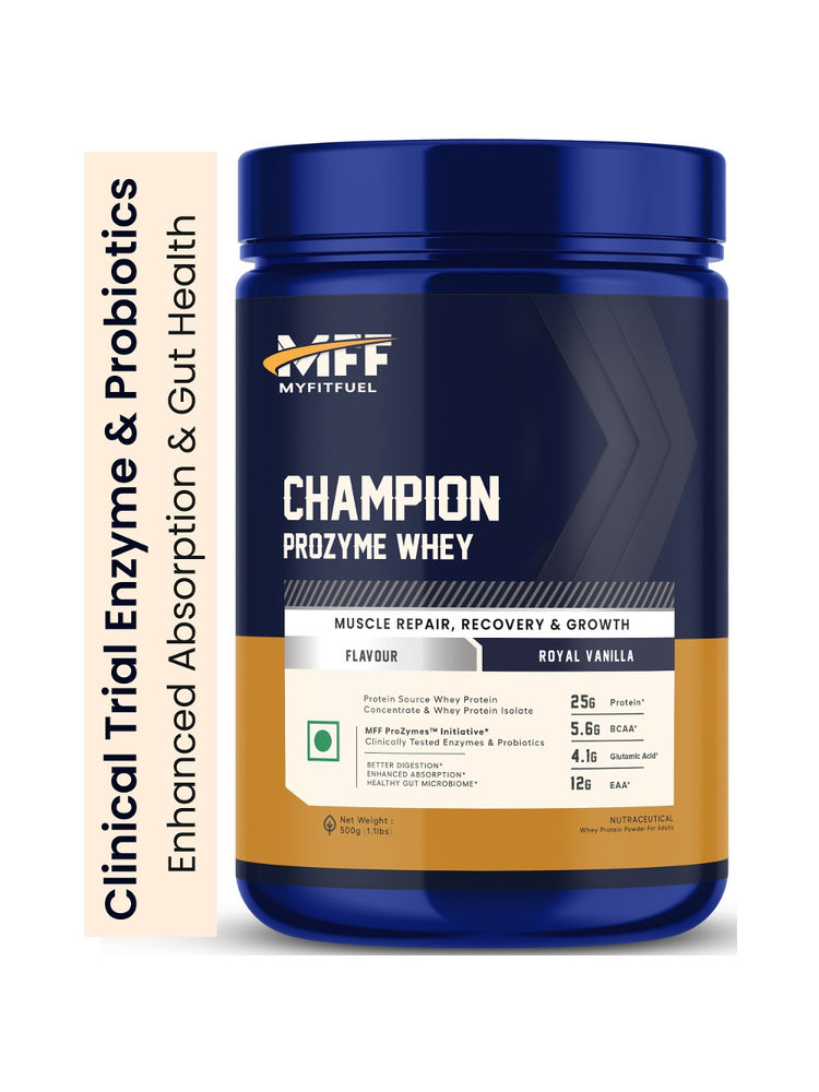 MyFitFuel Champion Prozymes Whey Protein Concentrate & Isolate- 25G Protein - Vanilla