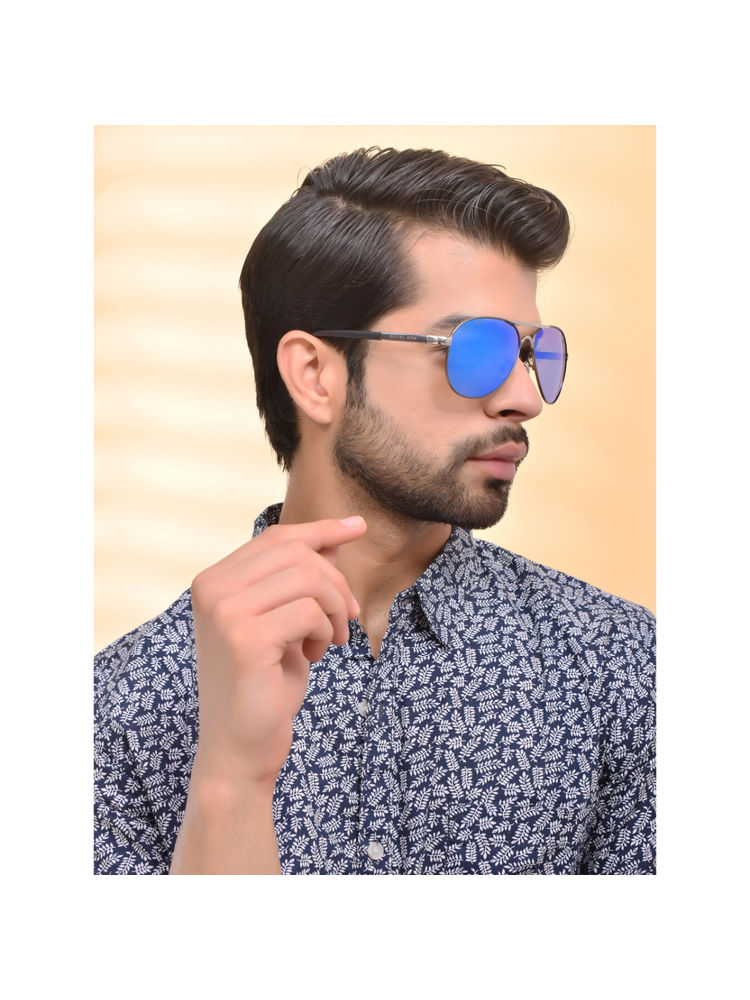 Royal Son Blue Mirrored Polarized Aviator Sunglasses-image-30