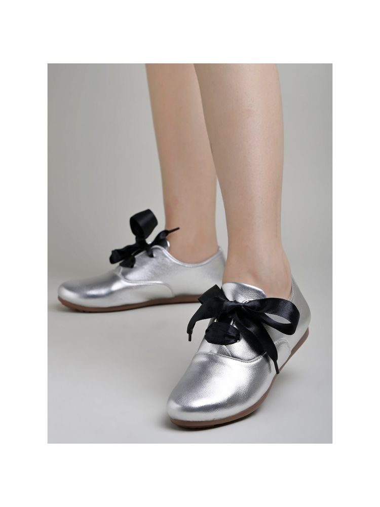 Shoetopia Smart Casual Silver Sneakers For Women & Girls-picture-11