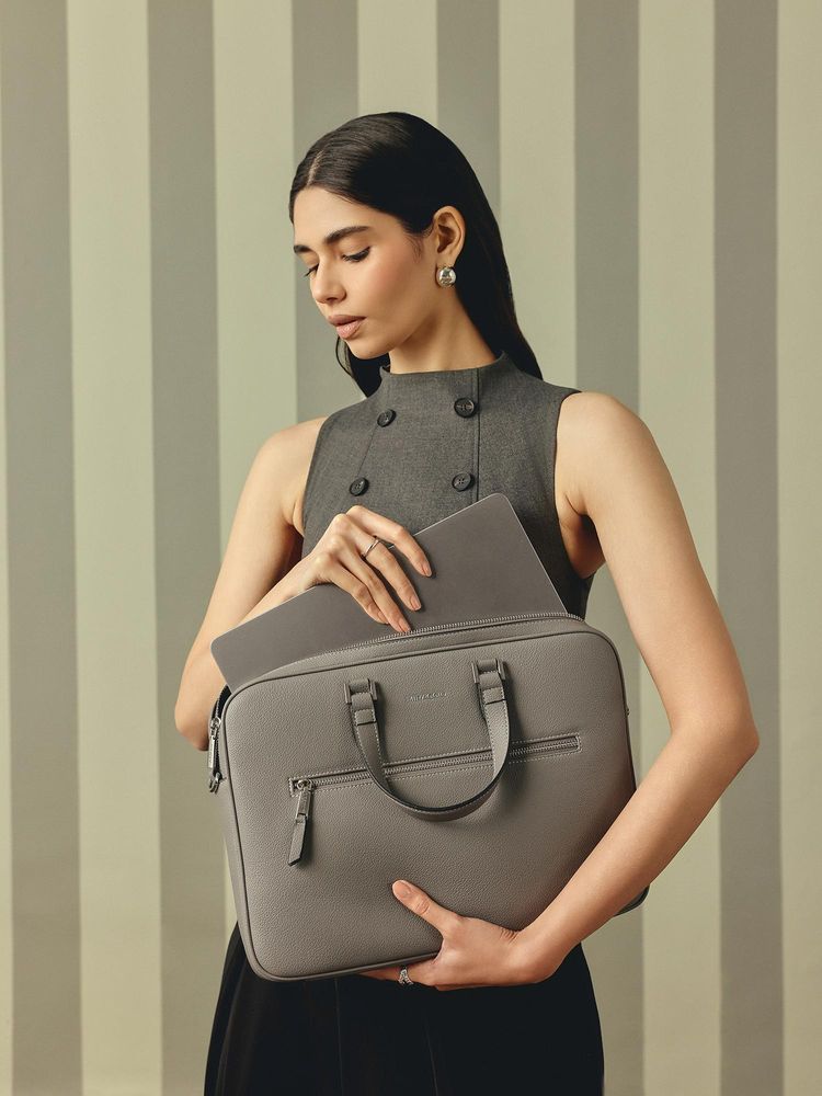 MIRAGGIO Grey Aero 15 Inch Crossbody Laptop Bag with Detachable Strap (M)-picture-12