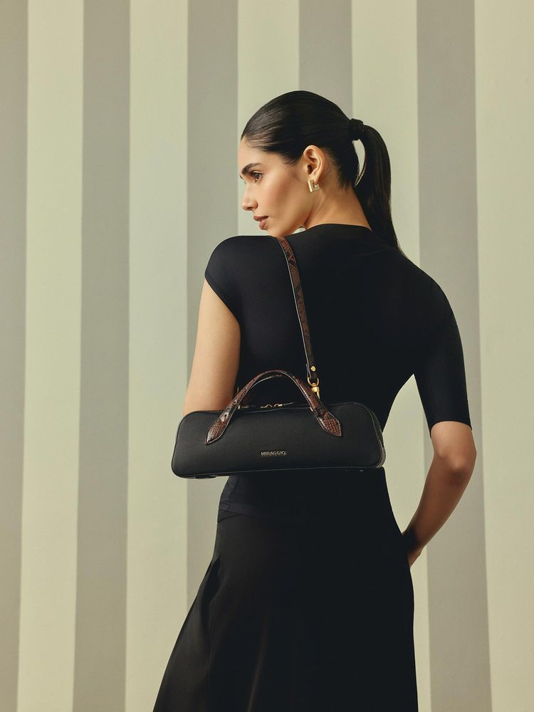 MIRAGGIO Black Circe Top Handle Handbag with Detachable Strap (M)-picture-10