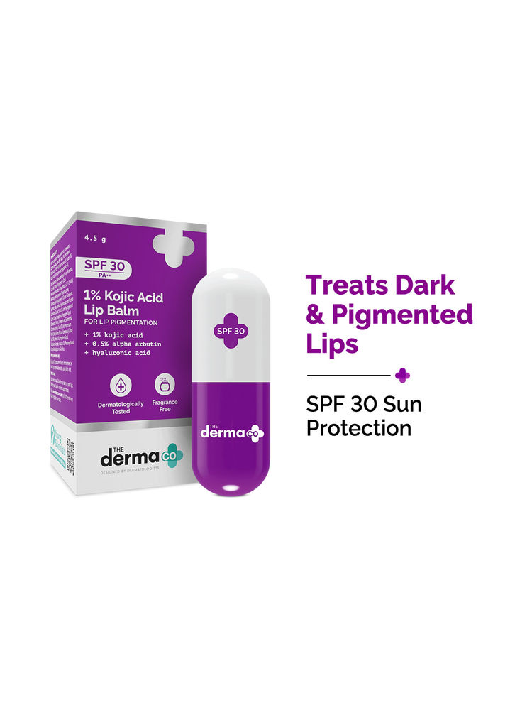 The Derma Co 1% Kojic Acid Lip Balm with SPF 30 PA++ for Pigmentation and Dry Lips