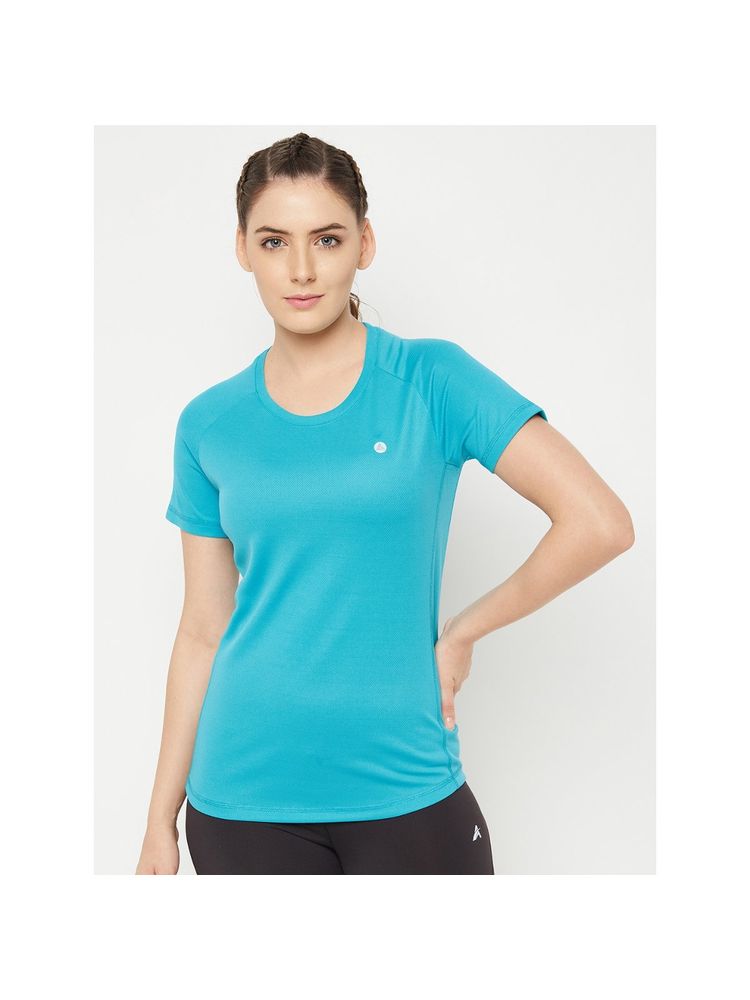 Athlisis Women Turquoise Blue Short-sleeve Running Fitness Sports T-shirt-image-2