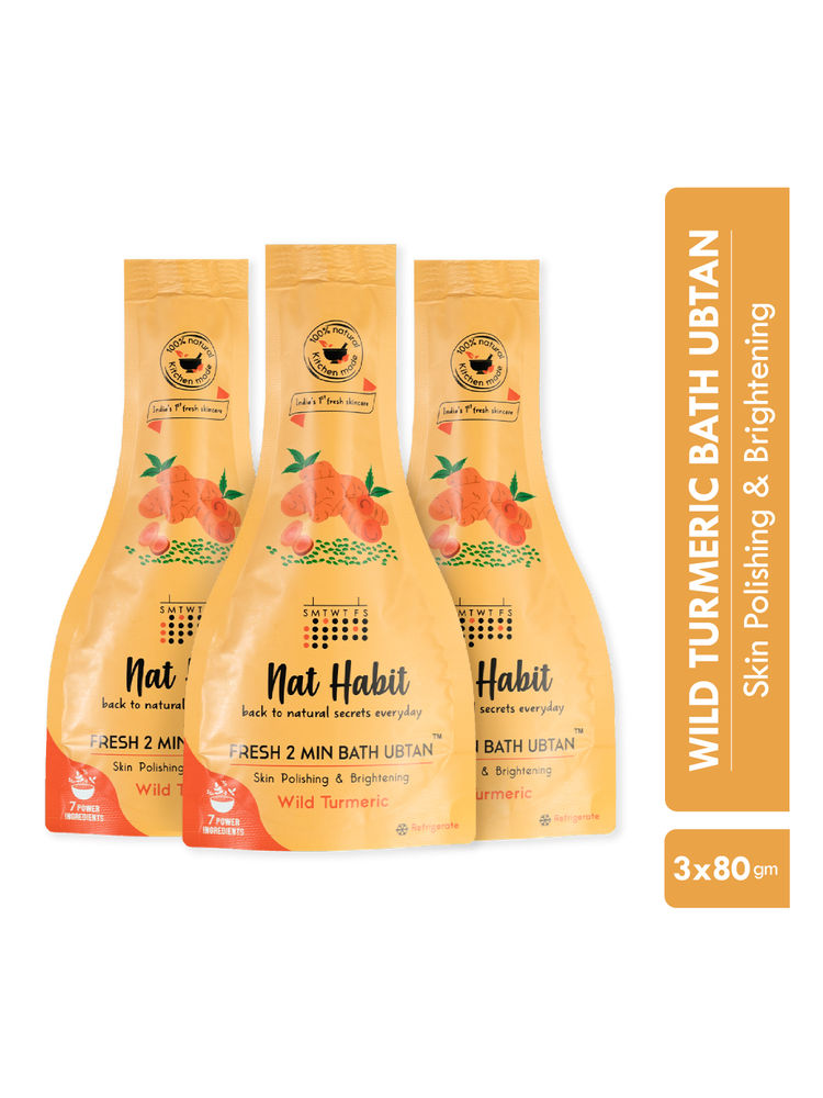 Nat Habit Fresh Bath Ubtan - Wild Turmeric Body Scrub For Body Detan, Pigmentation & Acne Control