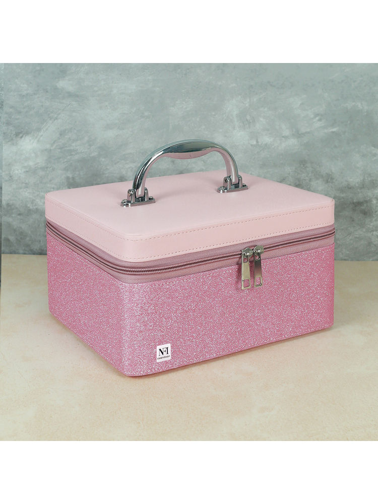 NFI Essentials Vanity Box for Women Bridal Makeup Box Cosmetic Storage Box Pink