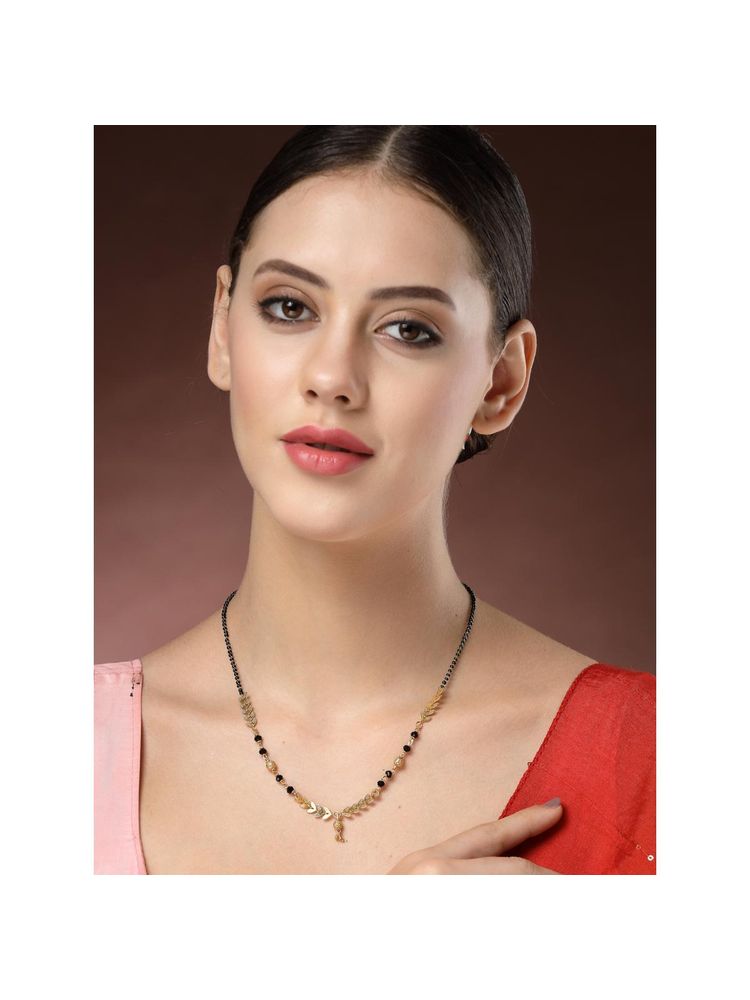 NVR Women Short Mangalsutra Designs Gold Plated and Black Beaded Mangalsutra-picture-40