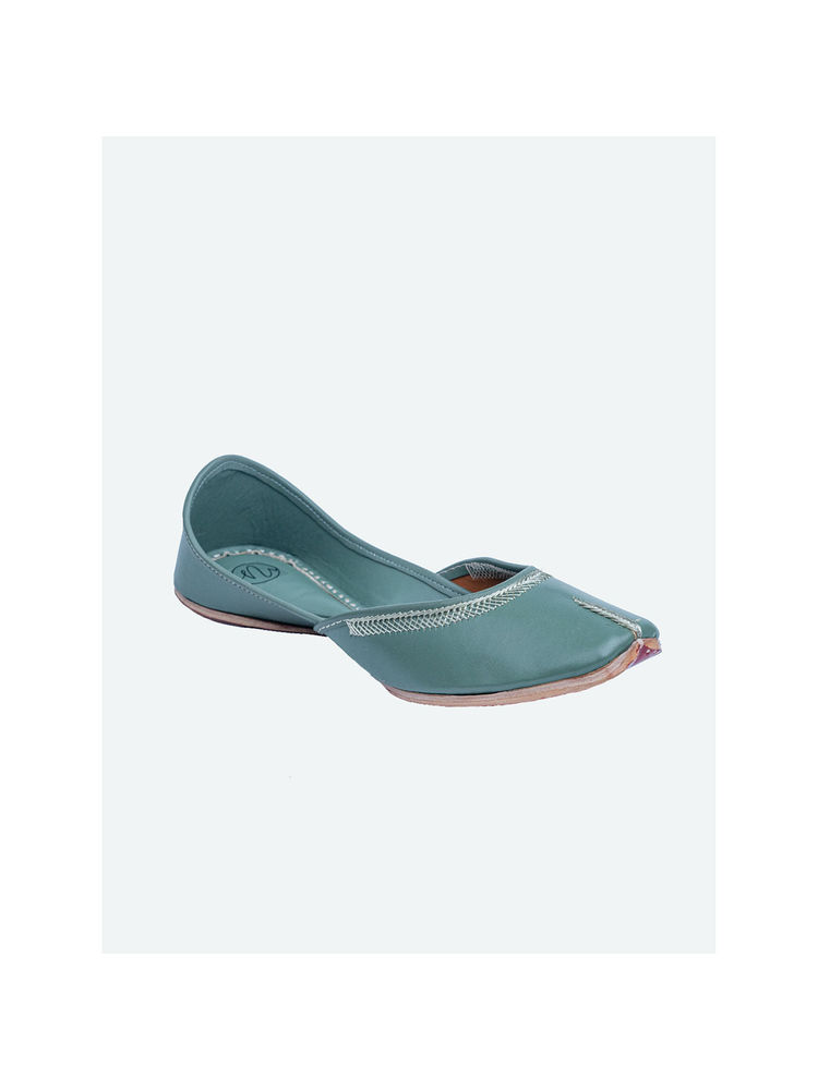 NR BY NIDHI RATHI Green Leather Plain Classic Juttis-picture-12