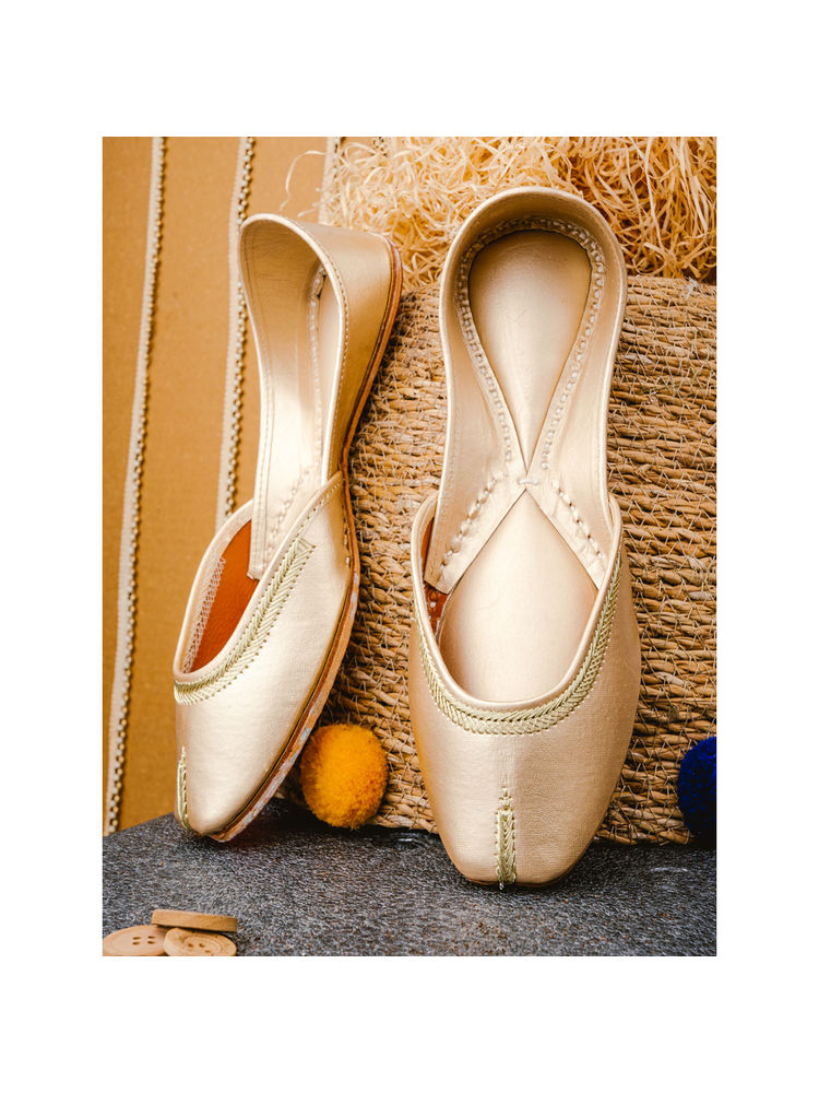 NR BY NIDHI RATHI Gold Leather Plain Classic Juttis-image-38