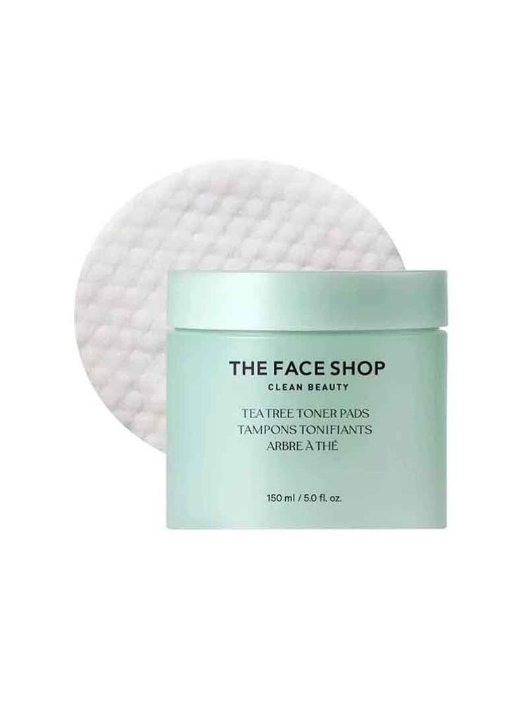 The Face Shop Tea Tree Korean Toner Pads with AHA, Salicylic Acid (BHA) & PHA for Acne & Oily Skin