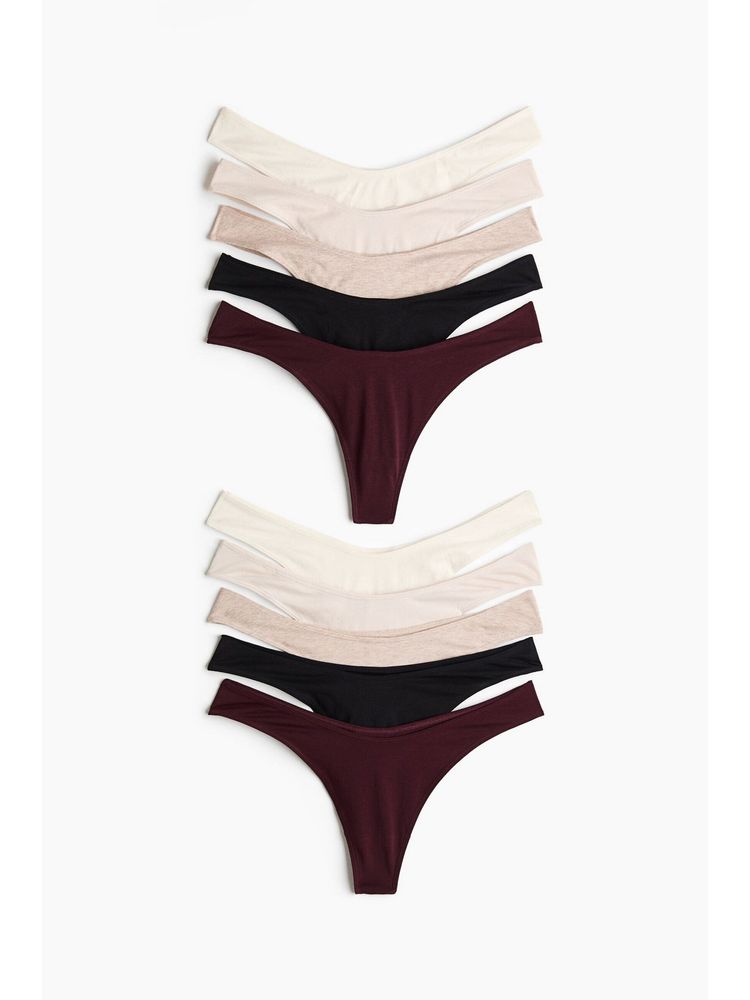 H&M Women Multi-Color 10-Pack Cotton Thong Briefs-picture-21