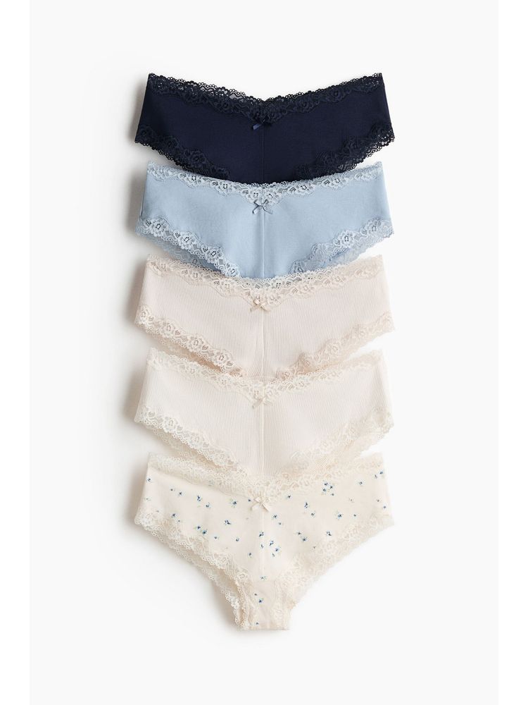 H&M Women Beige 5-Pack Cotton And Lace Hipster Briefs-picture-10