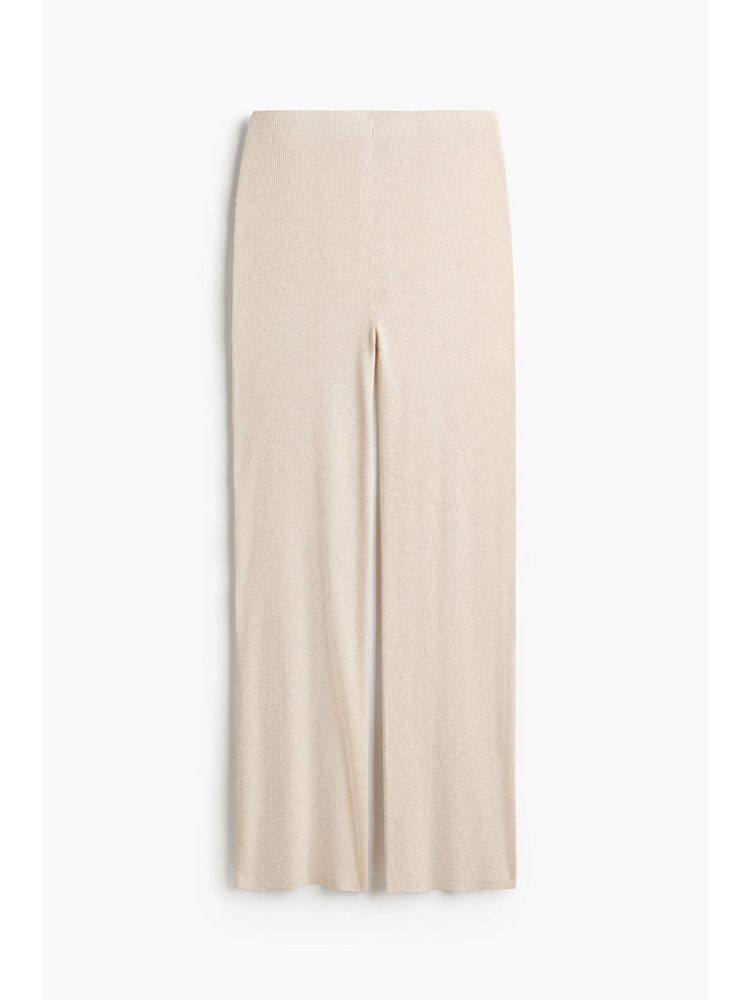 H&M Women Beige Rib-Knit Trousers-picture-27