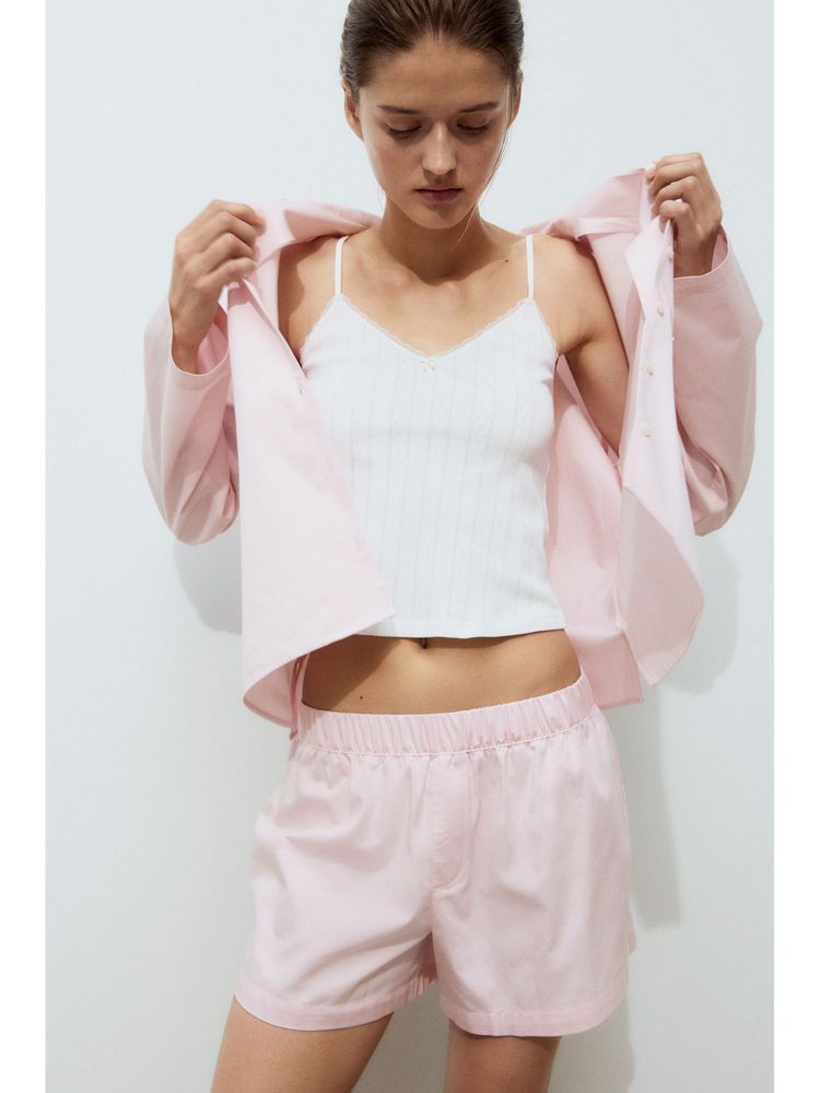 H&M Women Pink Cotton Shirt And Shorts-picture-12