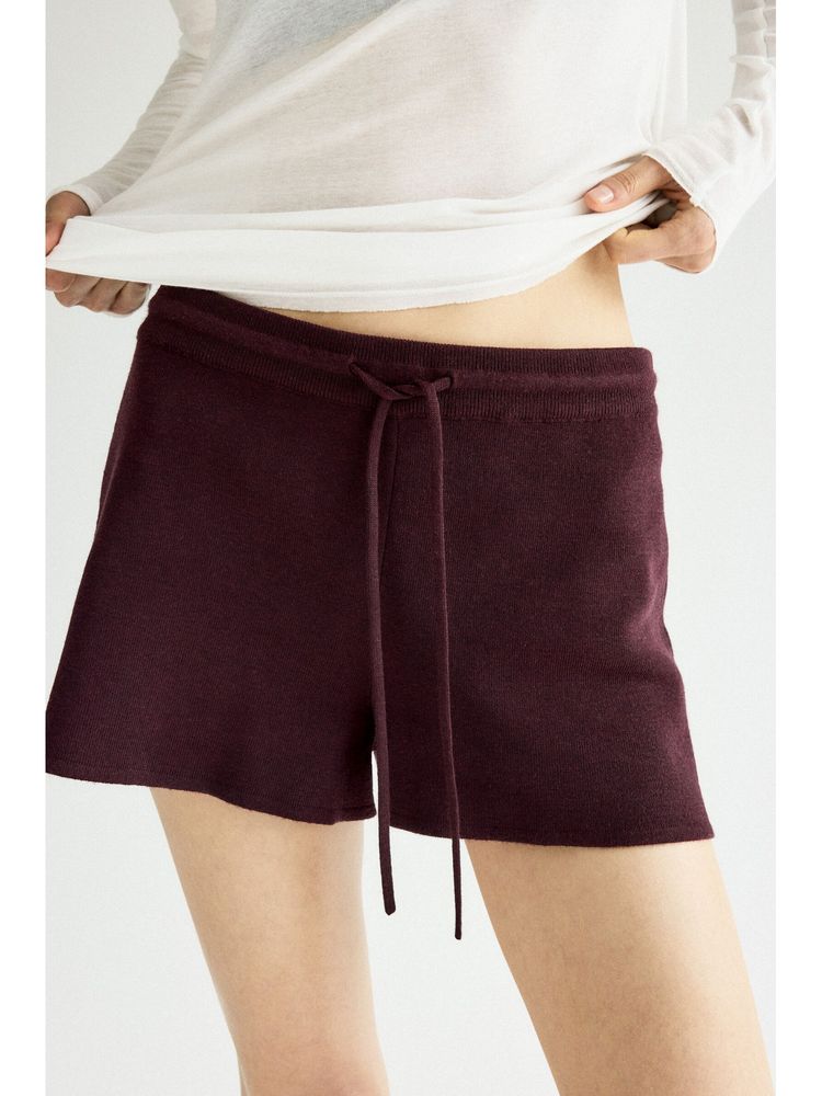 H&M Women Red Fine-Knit Drawstring Shorts-picture-26