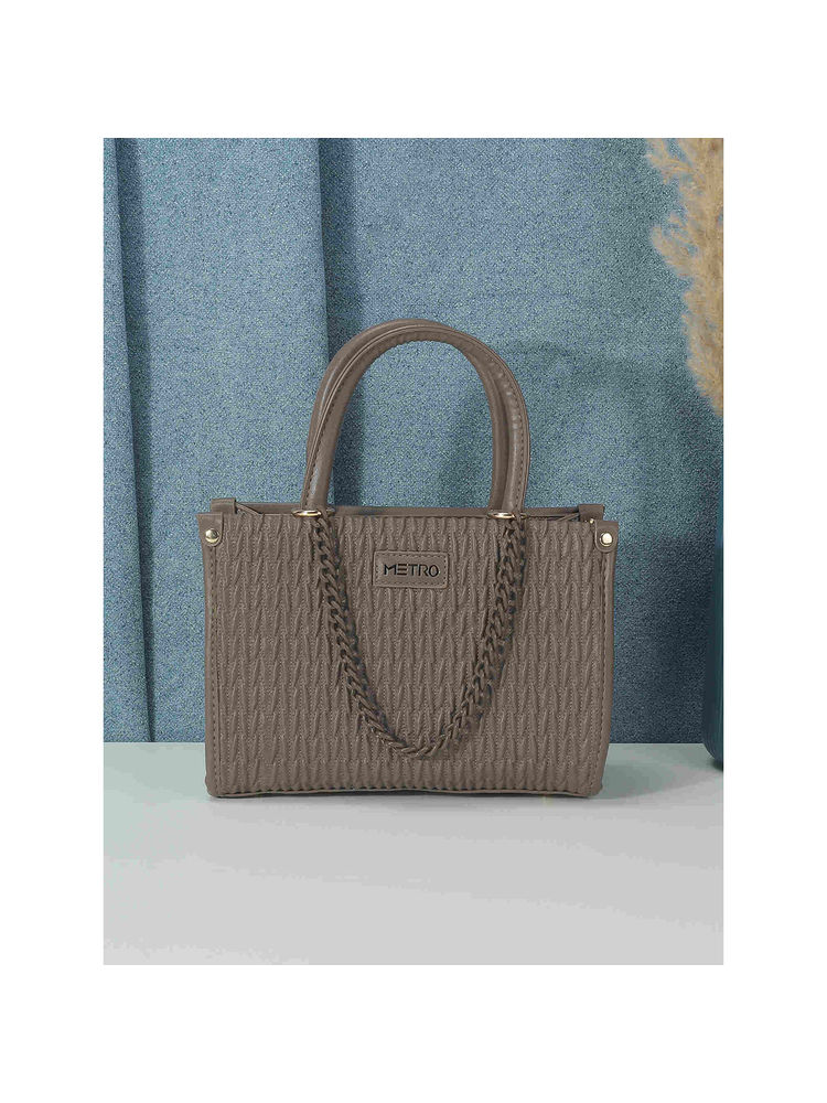 Metro Women Textured Grey Satchel Bag (10)-picture-14