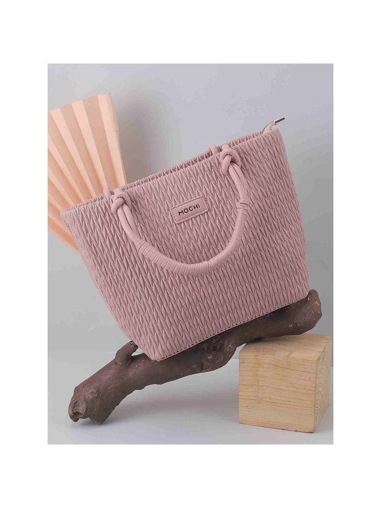 Mochi Women Textured Pink Satchel Bag (10)-picture-18