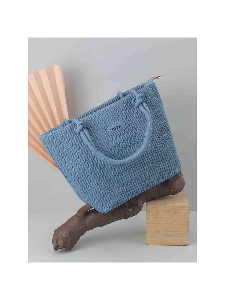 Mochi Women Textured Blue Satchel Bag (10)-image-40
