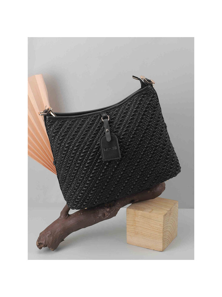 Mochi Women Textured Black Sling Bag (10)-image-47