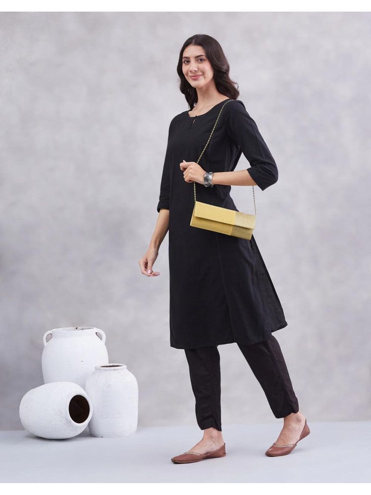fabindia fashion Fabindia Gold Polyester Clutch with Detachable Strap (L)-picture-39