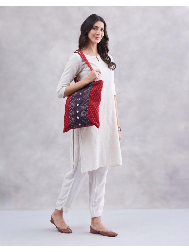 fabindia fashion Fabindia Red Lambani Tote Bag-picture-24